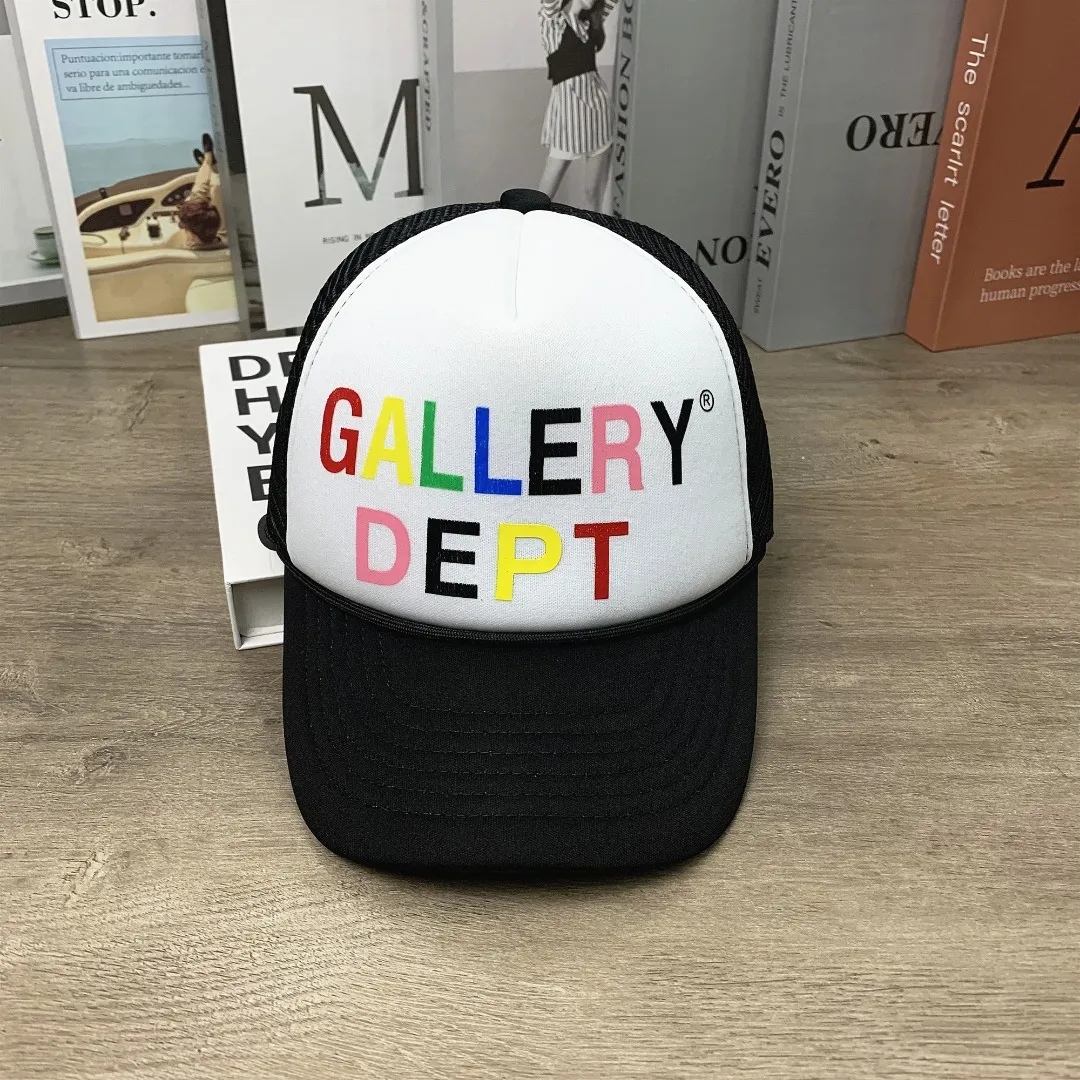 Non-returnable, non-exchangeable 9739#P76#GALLERY DEPT Color-printed mesh baseball cap for men and women, versatile hat with a face, little couple hat# Adjustable Color: White
